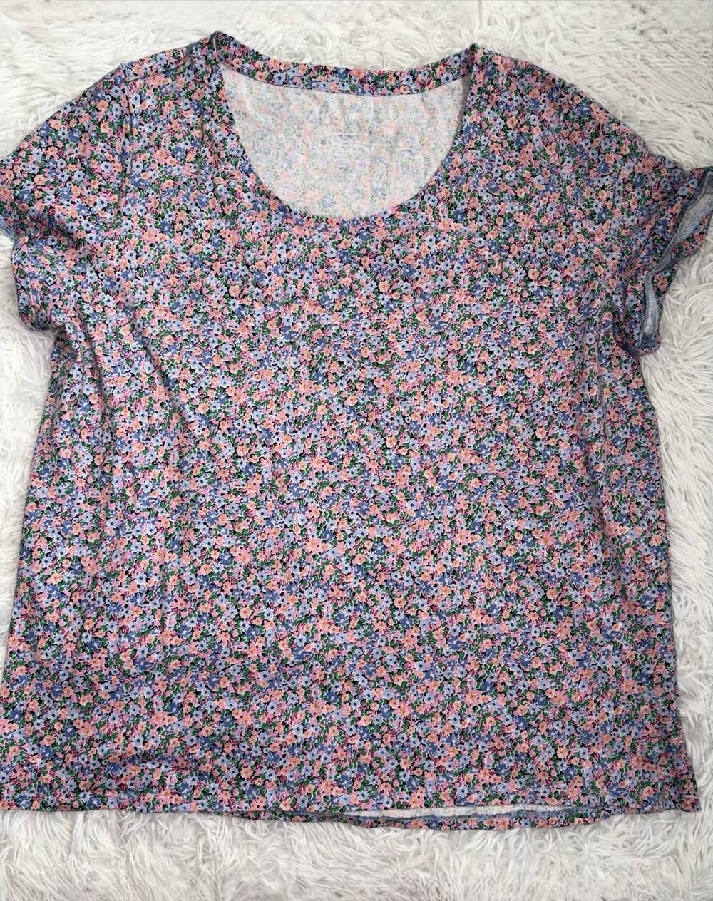 J. Jill “ Everyday Cotton Tee” L Floral Design Tee. Pretty, Beautiful Quality
